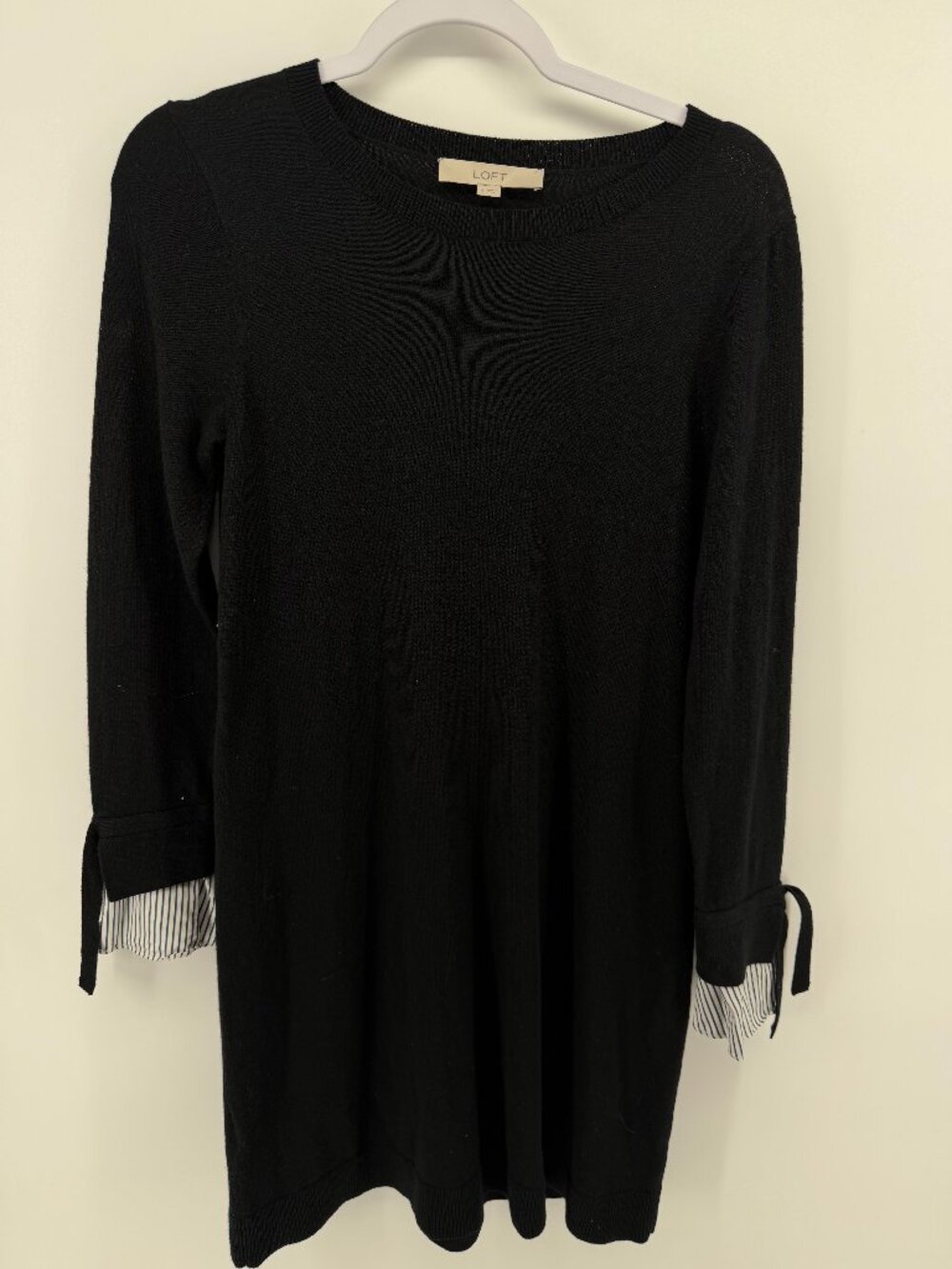 Loft sweater Dress with cotton striped cuff size Small